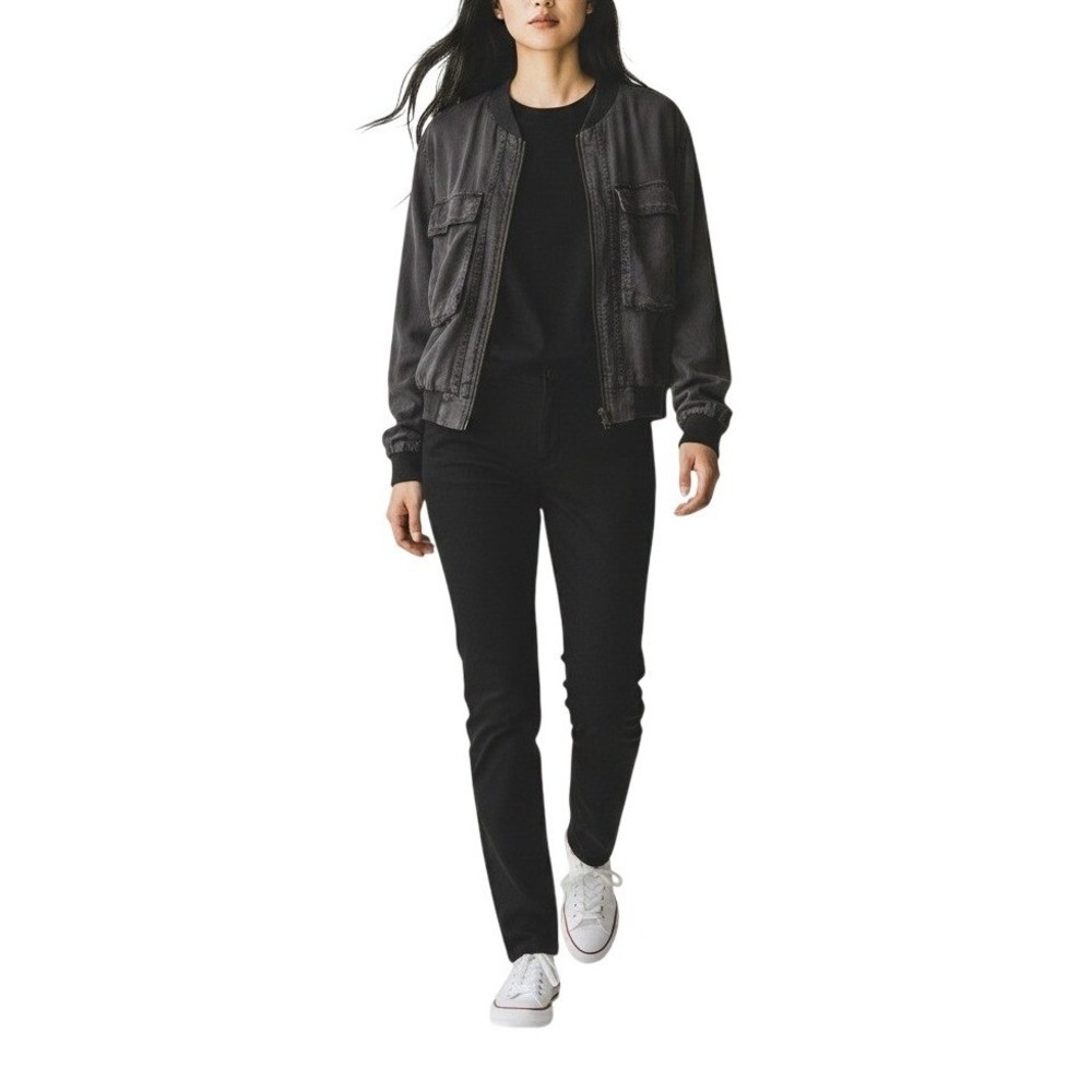 Young Fabulous & Broke Tencel Cargo Bomber Jacket Gray Y2K Utility Shacket Lg